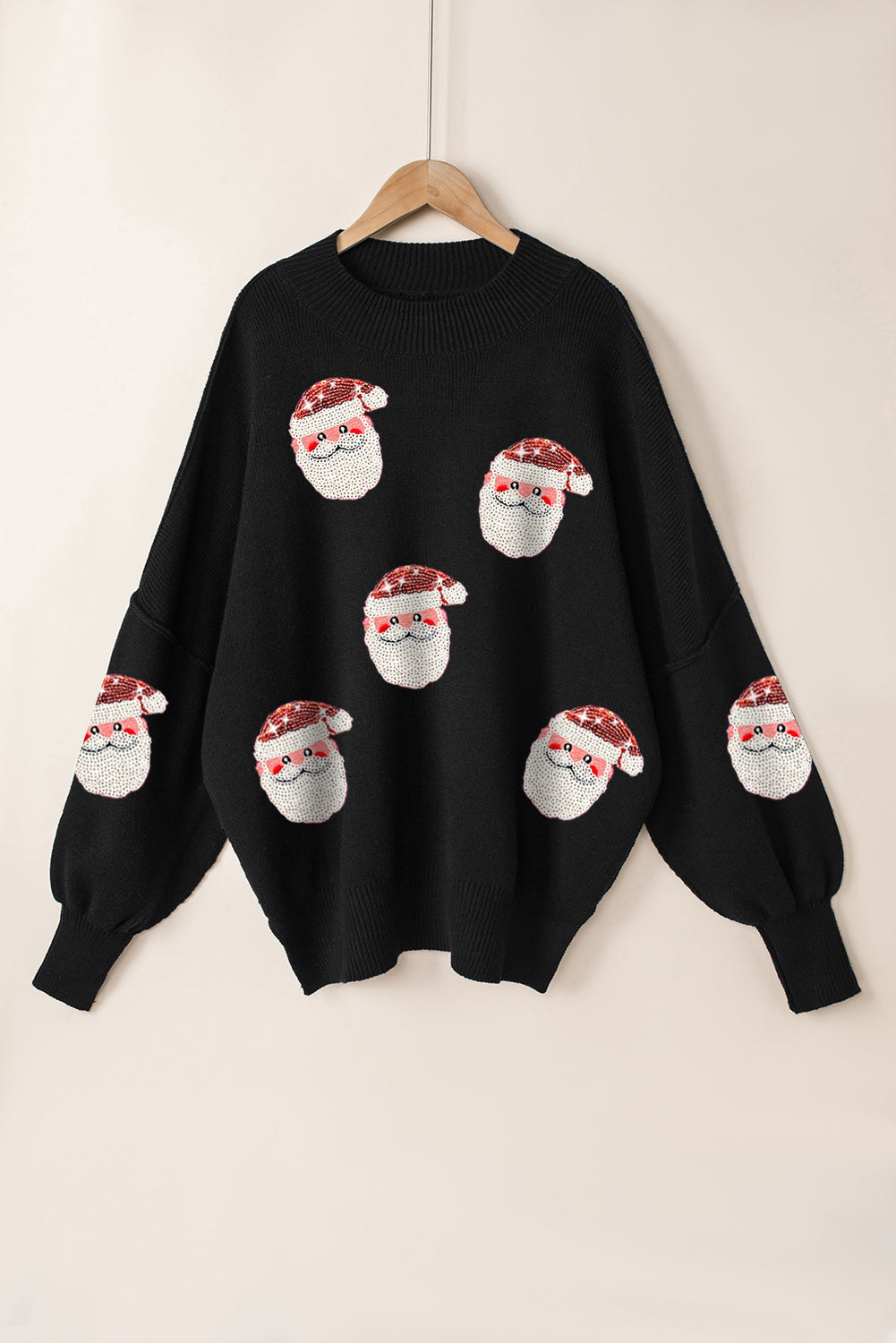 Red Christmas Santa Claus Print Drop Shoulder Sweatshirt