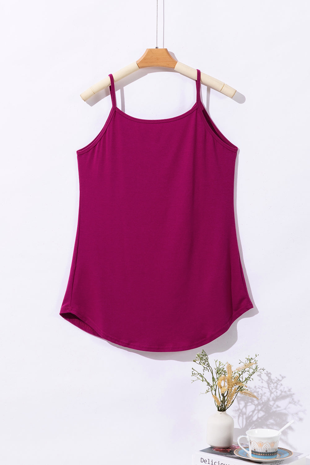 Clay Spaghetti Strap V-Neck Flowy Tunic Tank Top