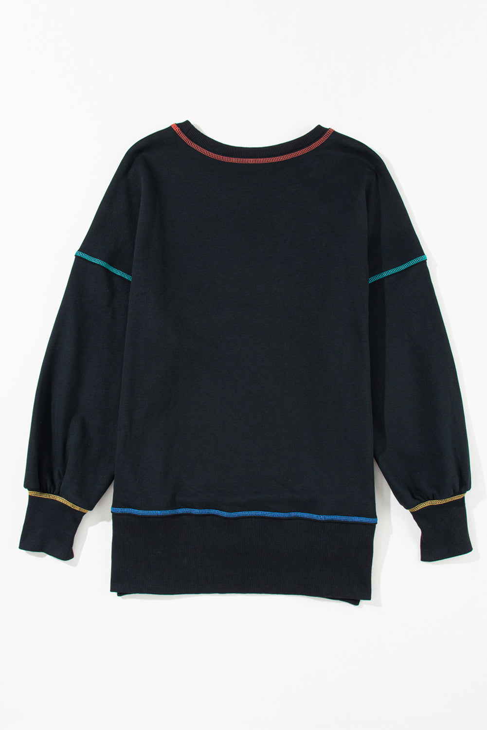 Contrast Stitching Split Baggy Sweatshirt