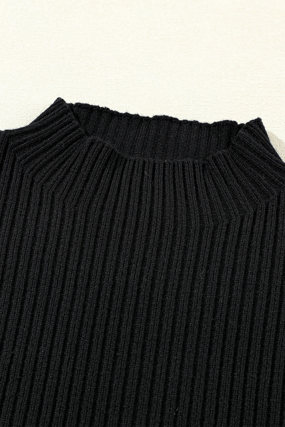 Black Patch Pocket Ribbed Knit Short Sleeve Sweater