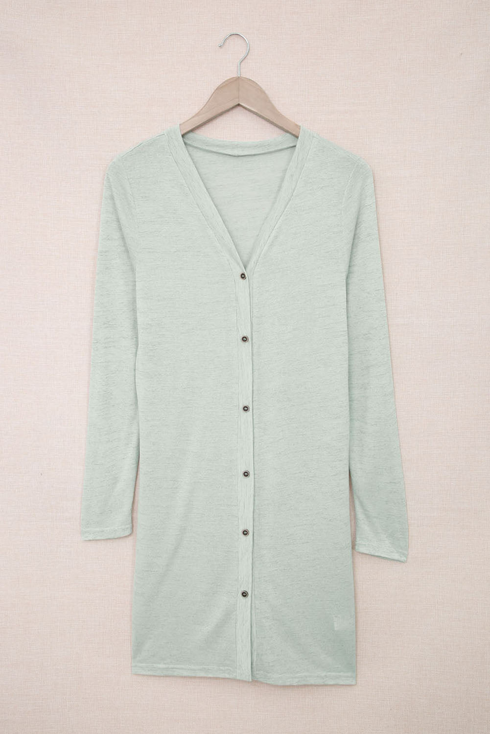 White Solid Color Open-Front Buttons Cardigan
