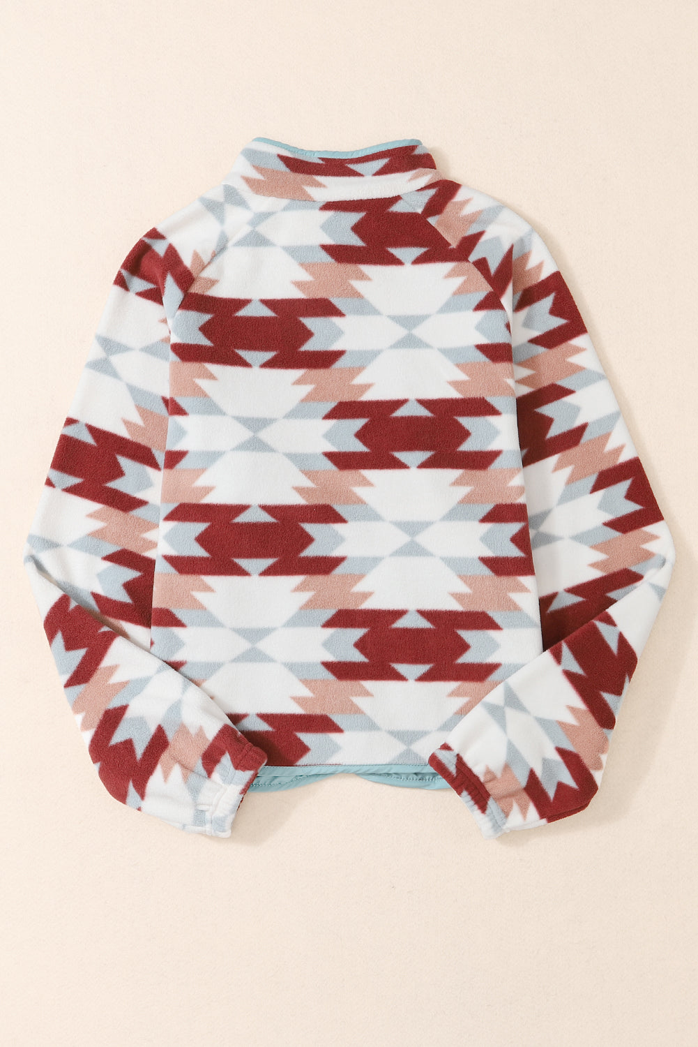 Green Geometric Aztec Pattern Plus Size Fleece Jacket
