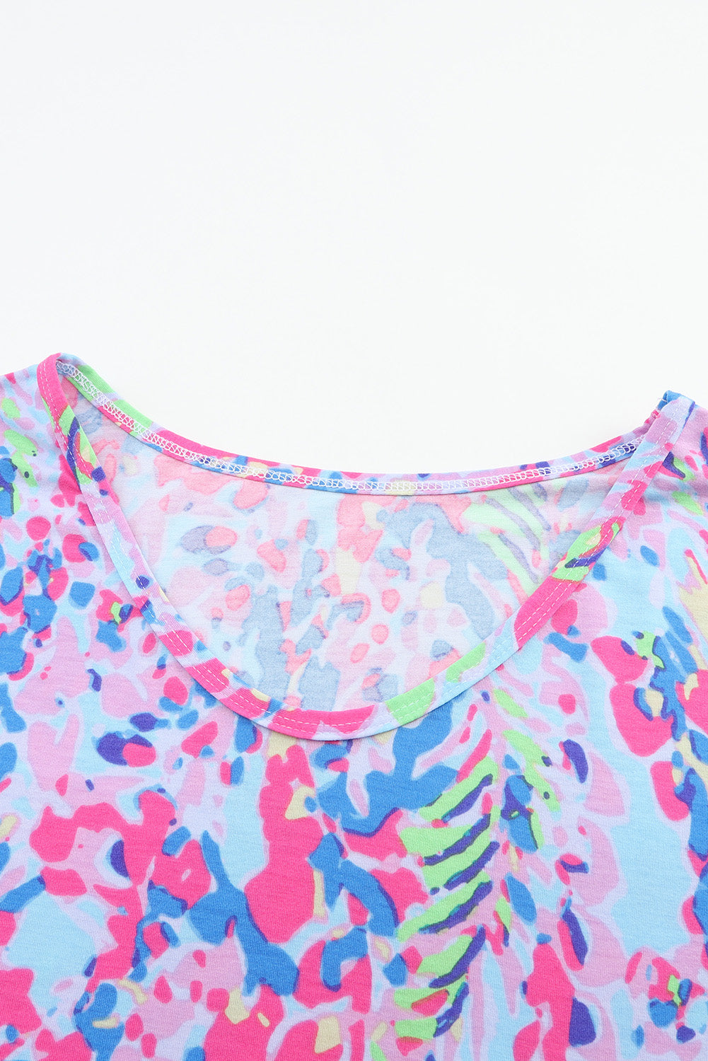 Blue Multicolor Floral Print Sleeveless Tank Top