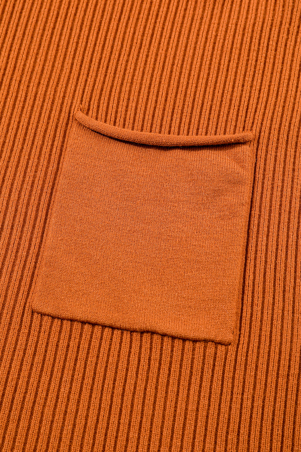 Apricot Ribbed V Neck Patched Chest Pocket Knit T-shirt