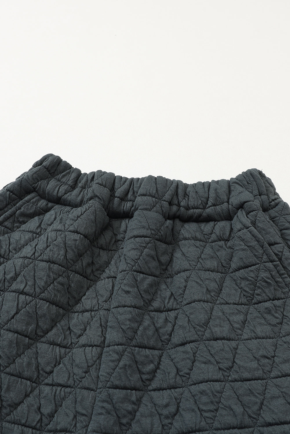 Black Solid Color Quilted Kangaroo Pocket Hoodie