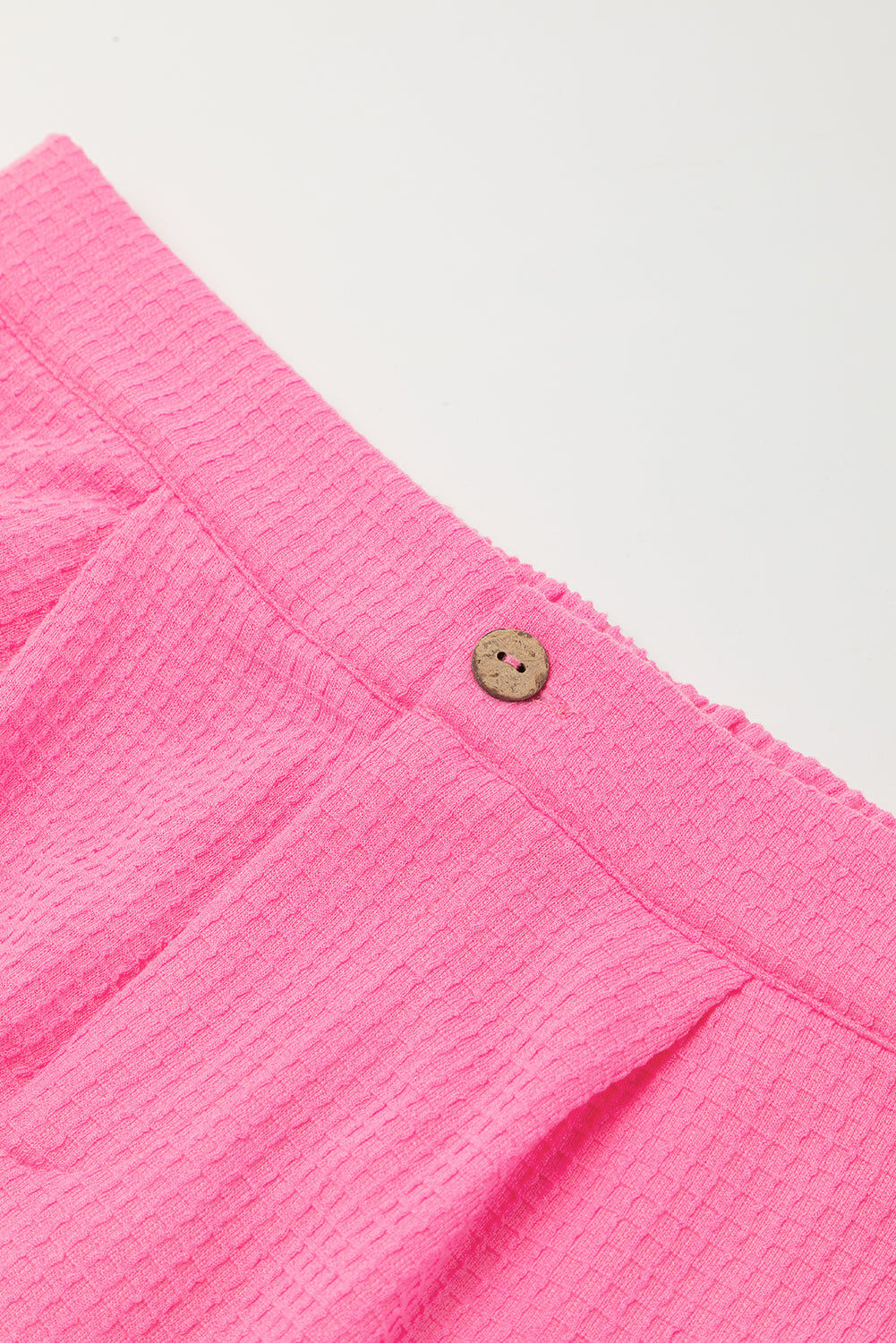 Bright Pink Textured Chest Pocket Half Sleeve Shirt Shorts Outfit