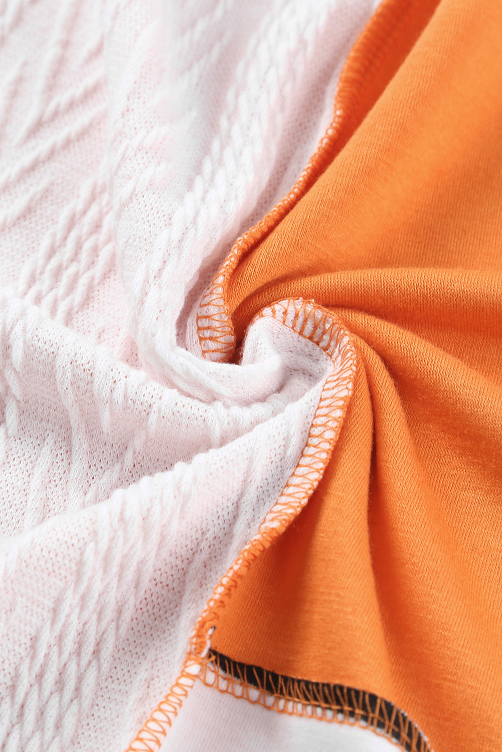 Orange Stripe Color Block Splicing Long Sleeve Henley Top