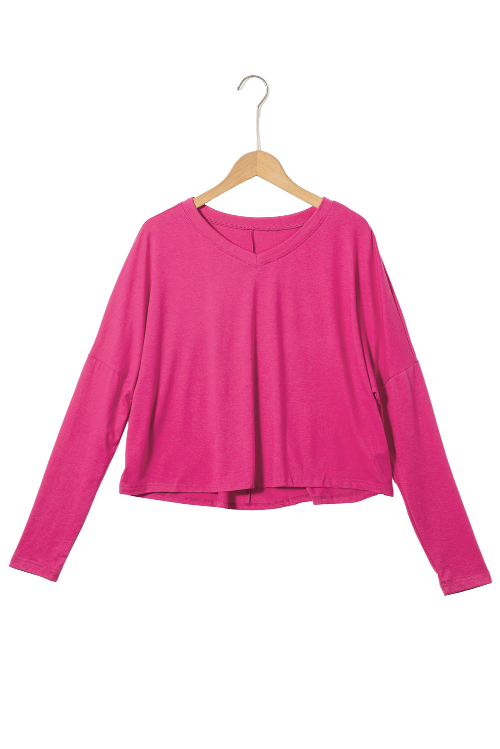 Sandalwood Loose V Neck Dropped Long Sleeve Top