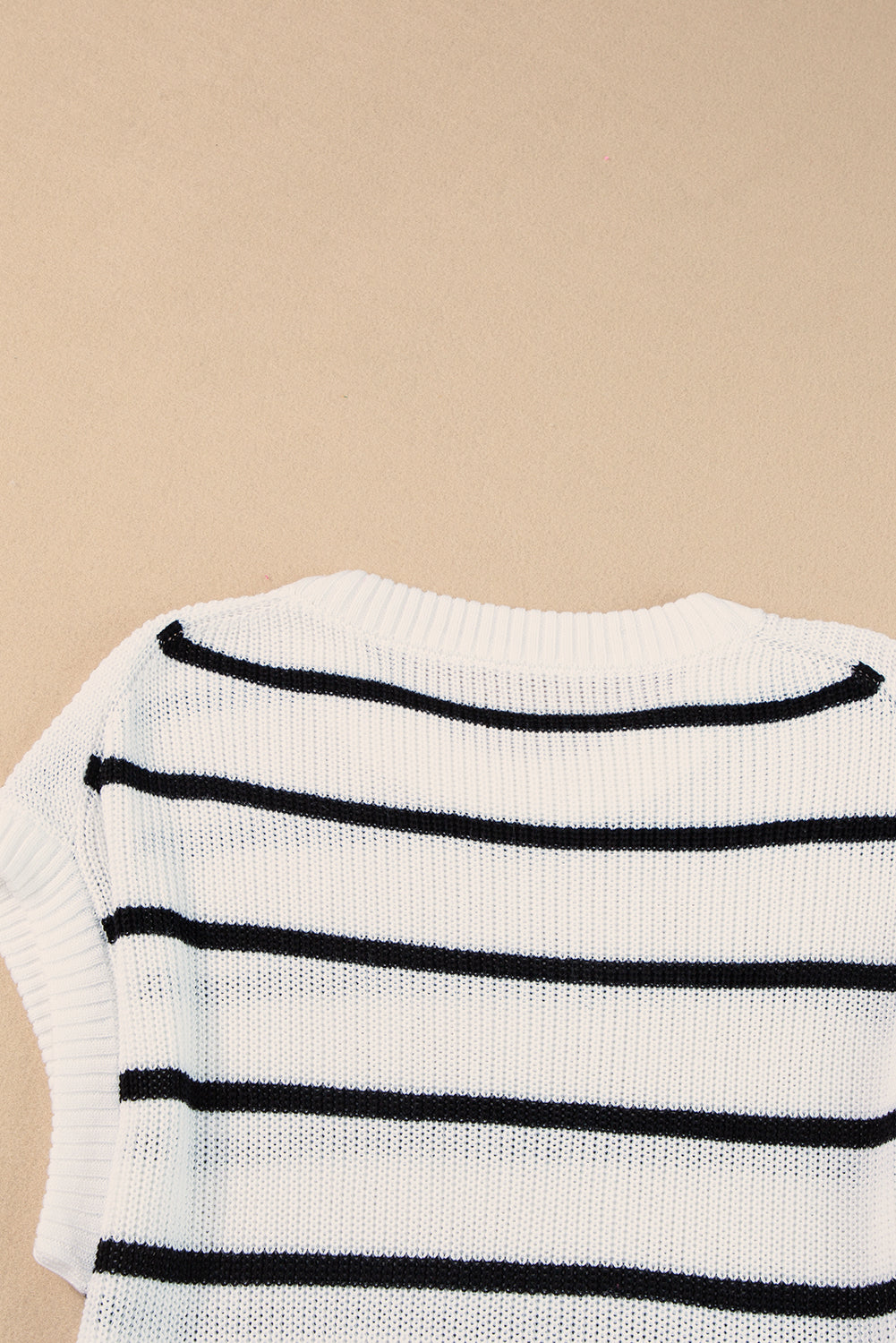 White Stripe Striped Pattern Batwing Sleeve Sweater