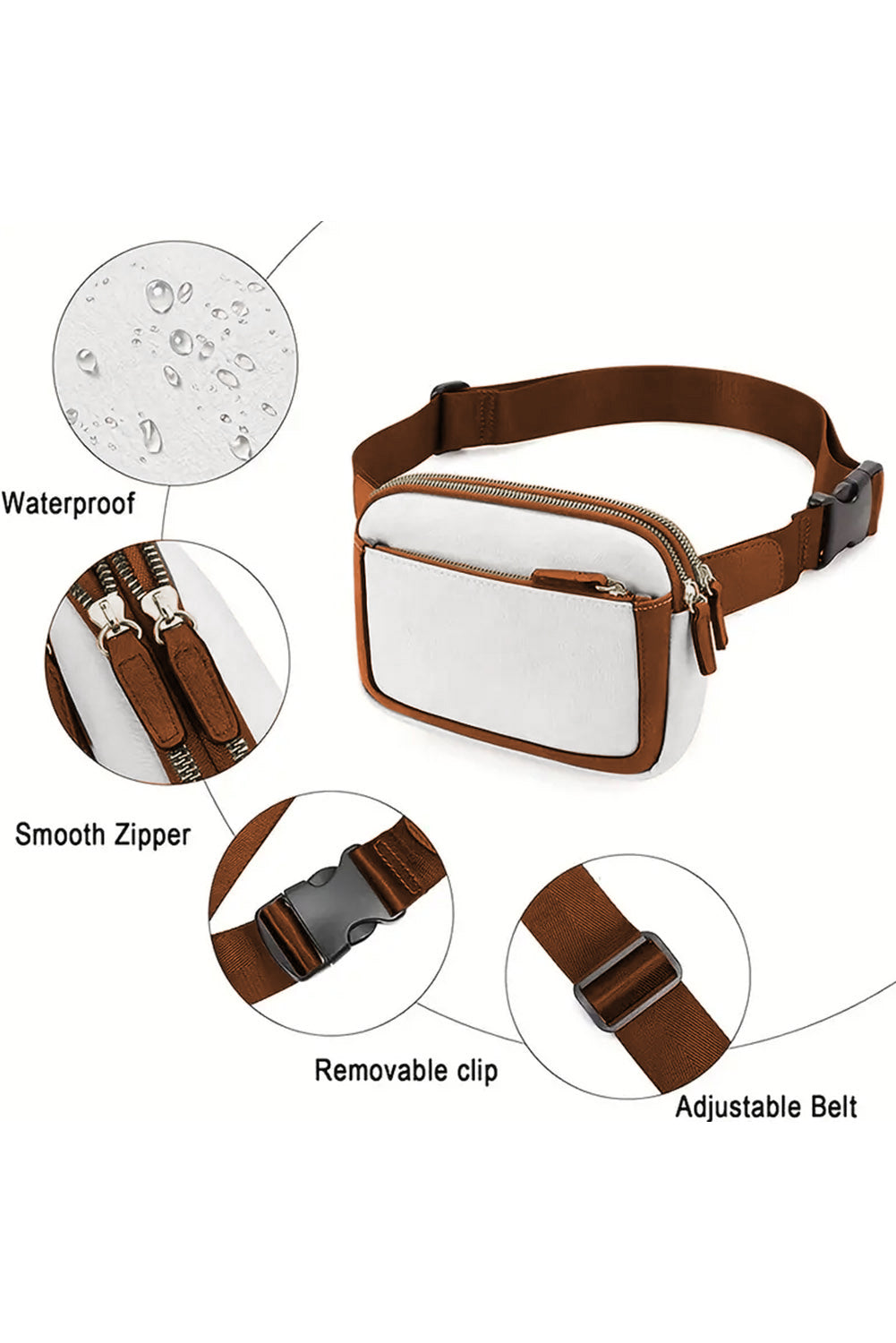 Pale Chestnut Minimalist Multi-zipped Crossbody Bag