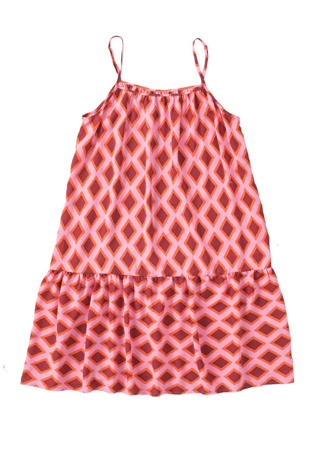 Red Geometric Print Loose Fit Sleeveless Maxi Dress