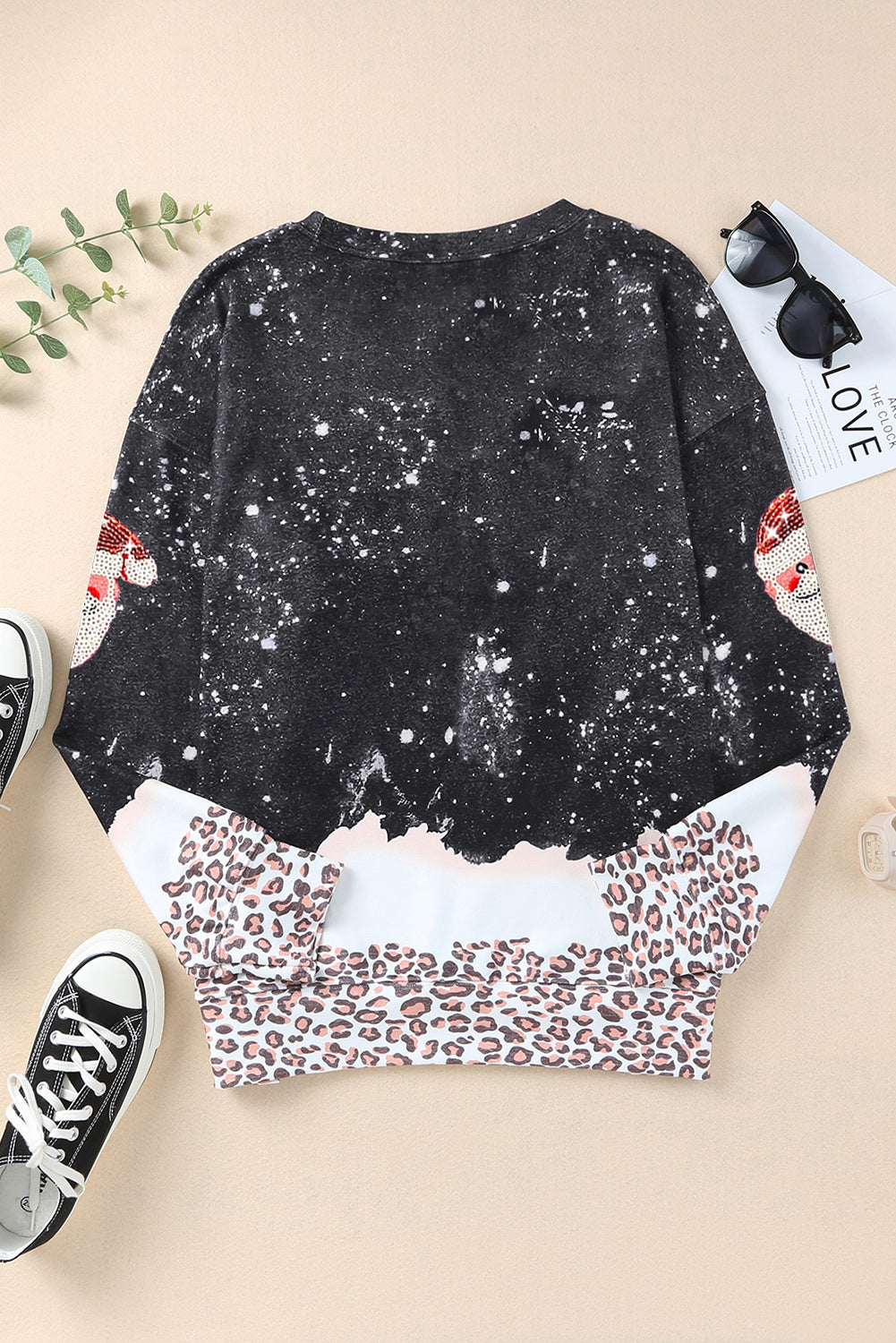 Red Christmas Santa Claus Print Drop Shoulder Sweatshirt