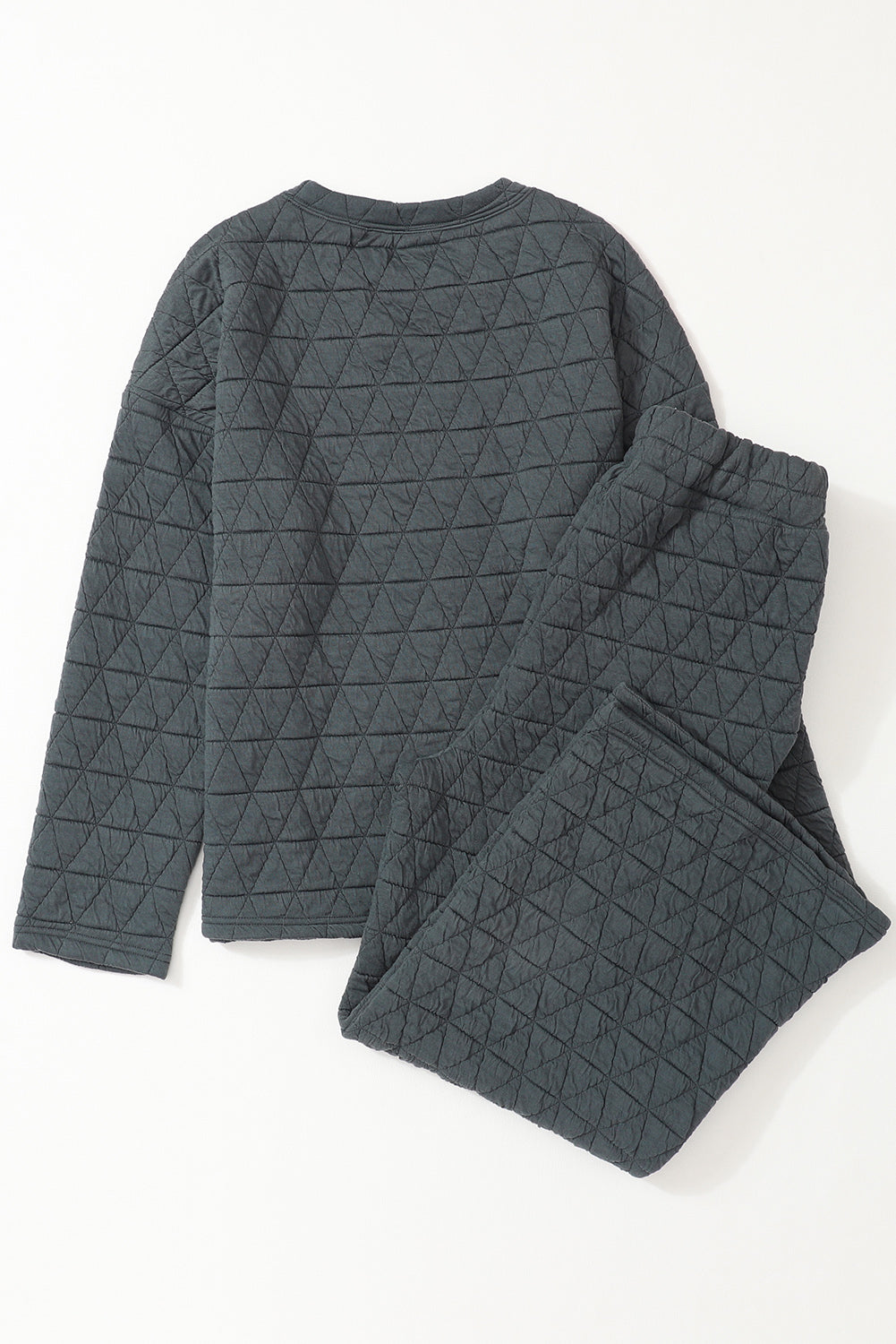 Black Solid Color Quilted Kangaroo Pocket Hoodie