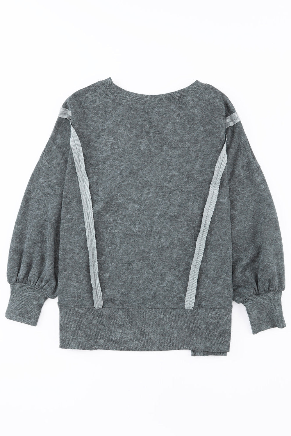 Gray Expose Seamed Washed Split Plus Size Sweatshirt