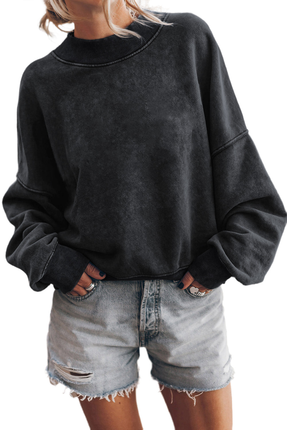 Orange Drop Shoulder Crew Neck Pullover Sweatshirt