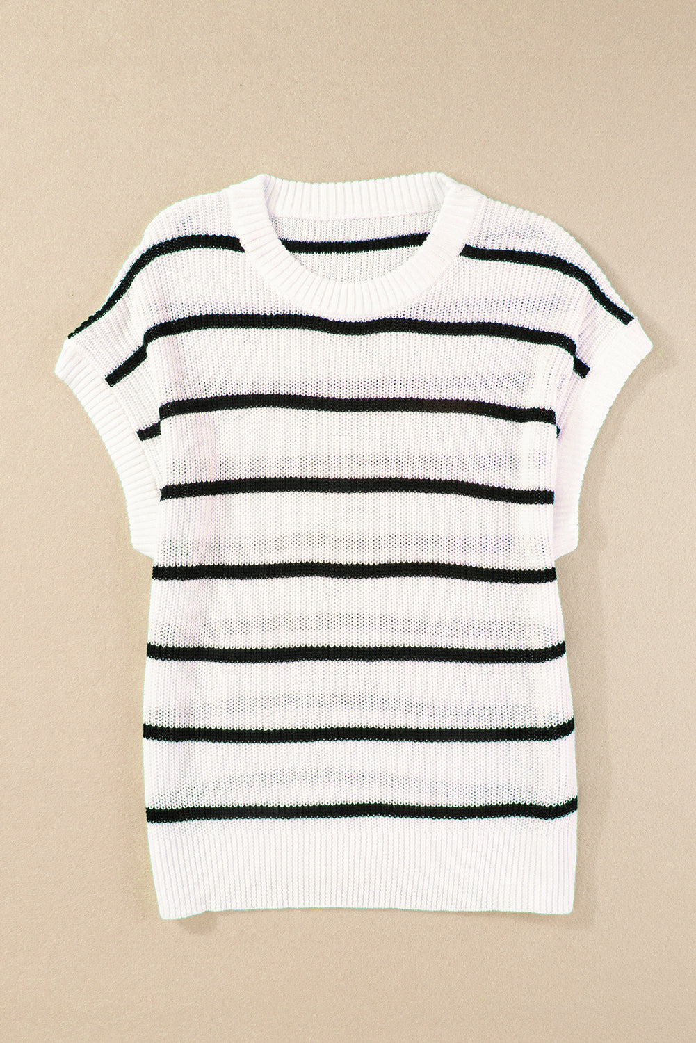 White Stripe Striped Pattern Batwing Sleeve Sweater