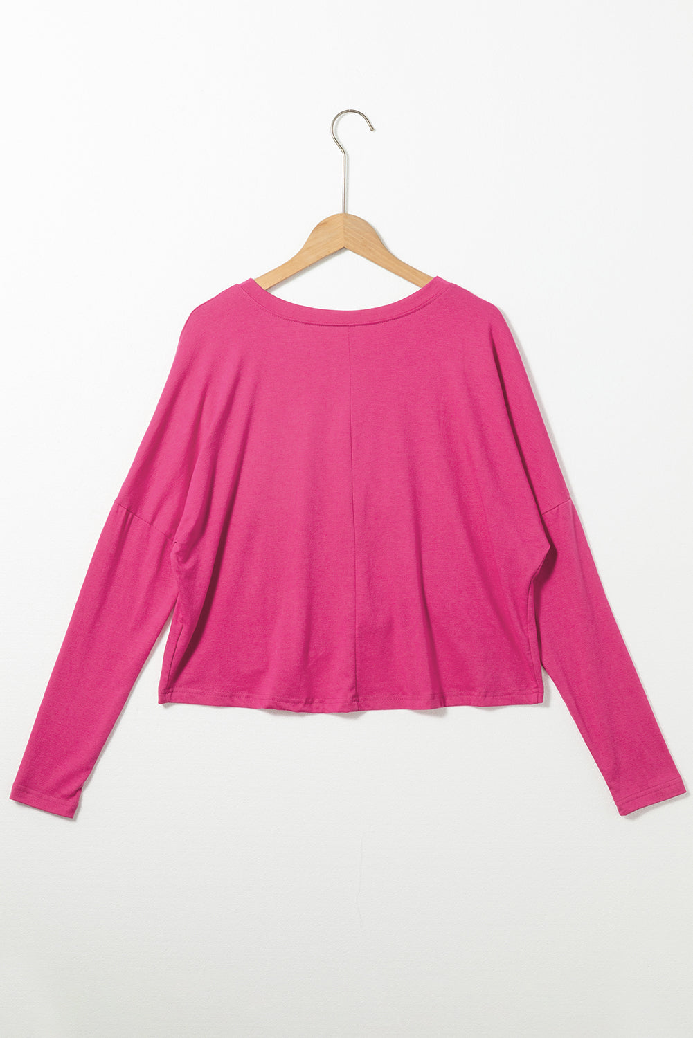 Sandalwood Loose V Neck Dropped Long Sleeve Top