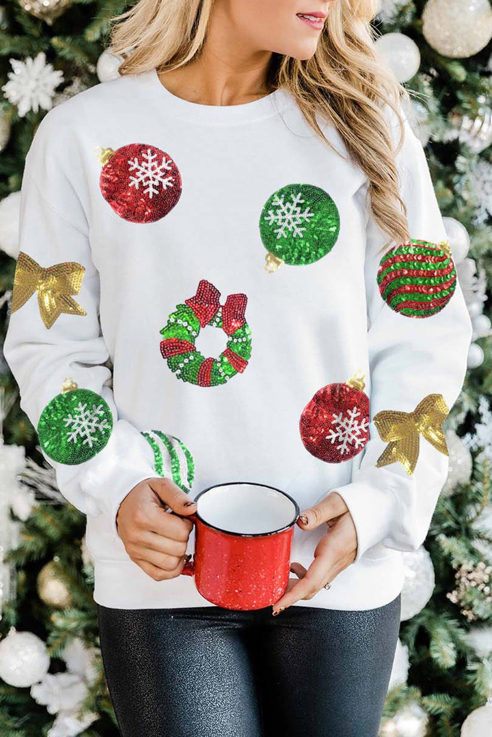 Red Christmas Santa Claus Print Drop Shoulder Sweatshirt