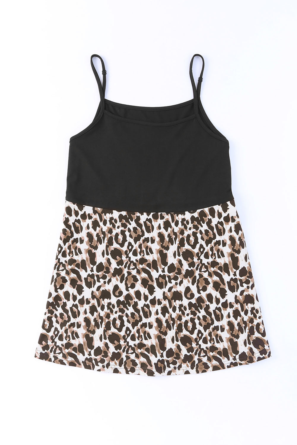 Leopard Patchwork Spaghetti Strap Tank Top