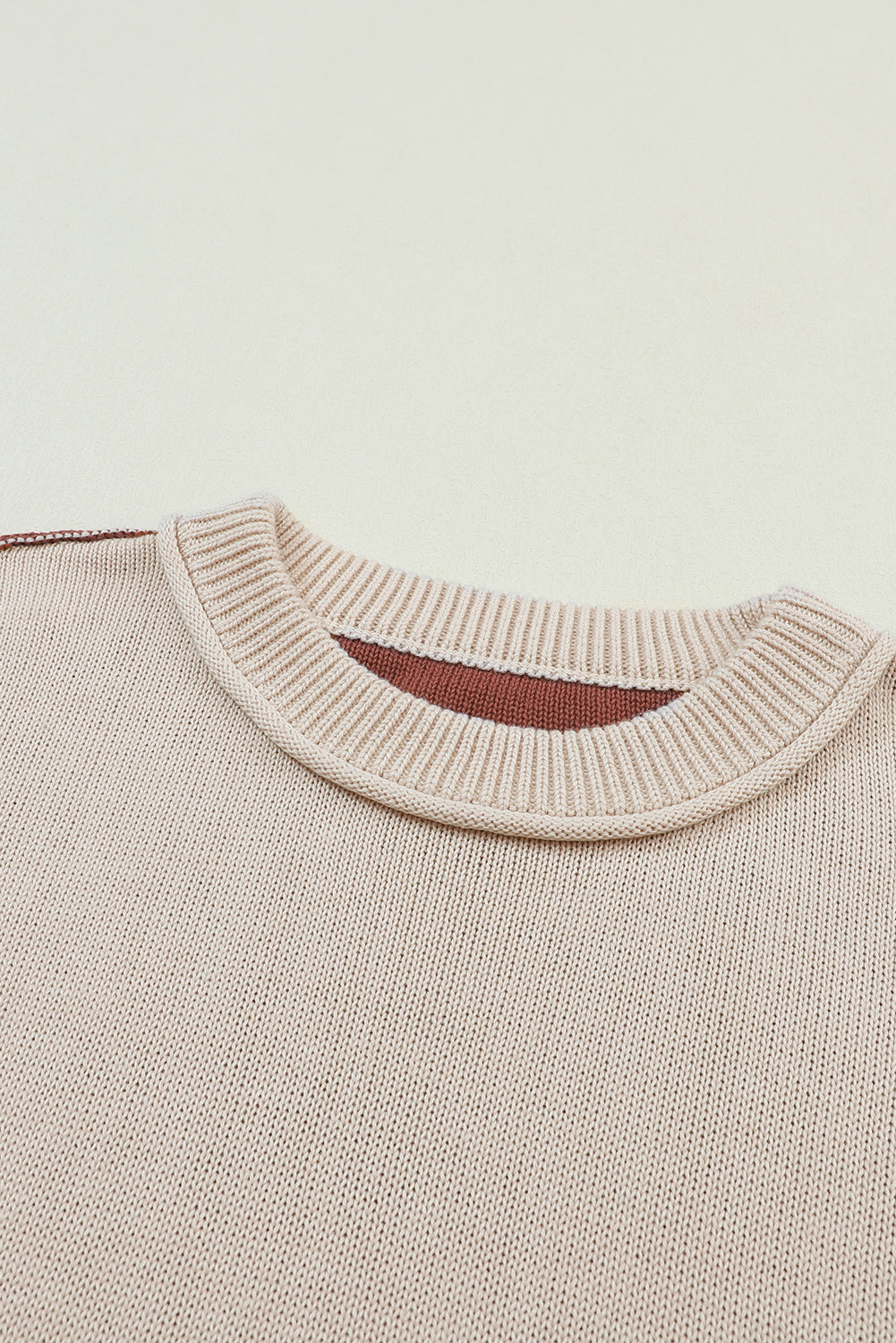 Gray Colorblock Bishop Sleeve Ribbed Trim Sweater