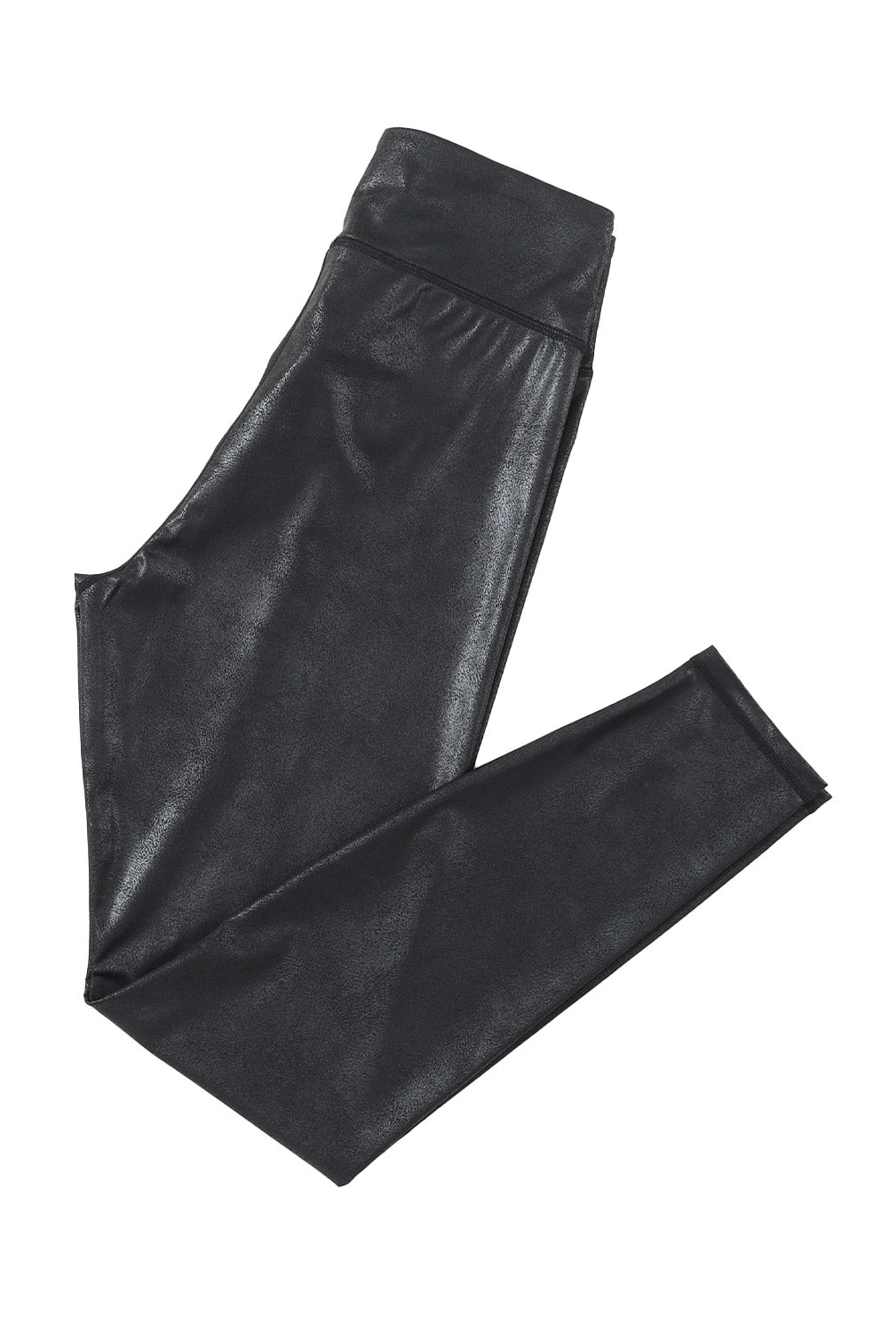 Navy Blue Crossed Dip Waist Sleek Leather Leggings