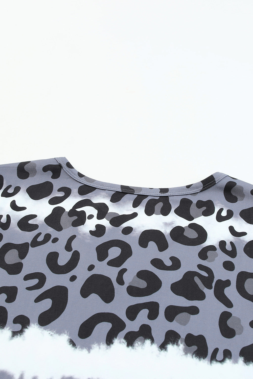 Gray Ribbed Leopard Tie Dye Snap Button Tank Top