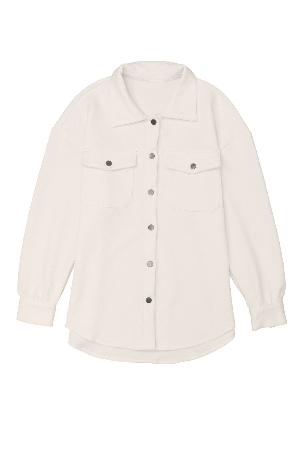 Beige Plus Size Textured Flap Pockets Jacket