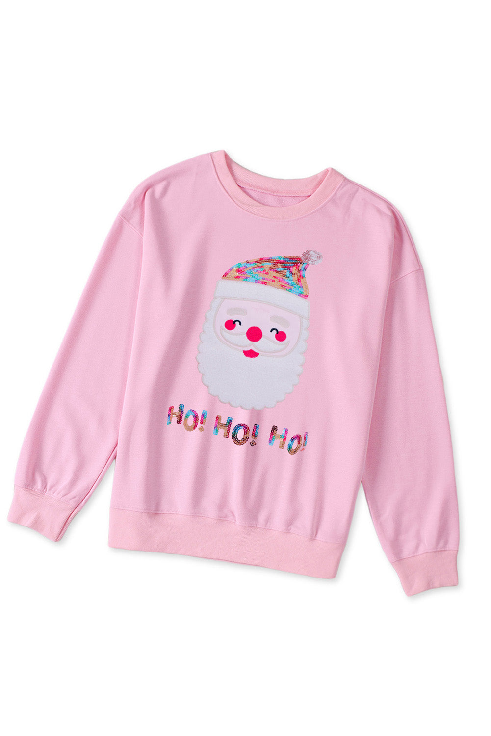 Red Christmas Santa Claus Print Drop Shoulder Sweatshirt