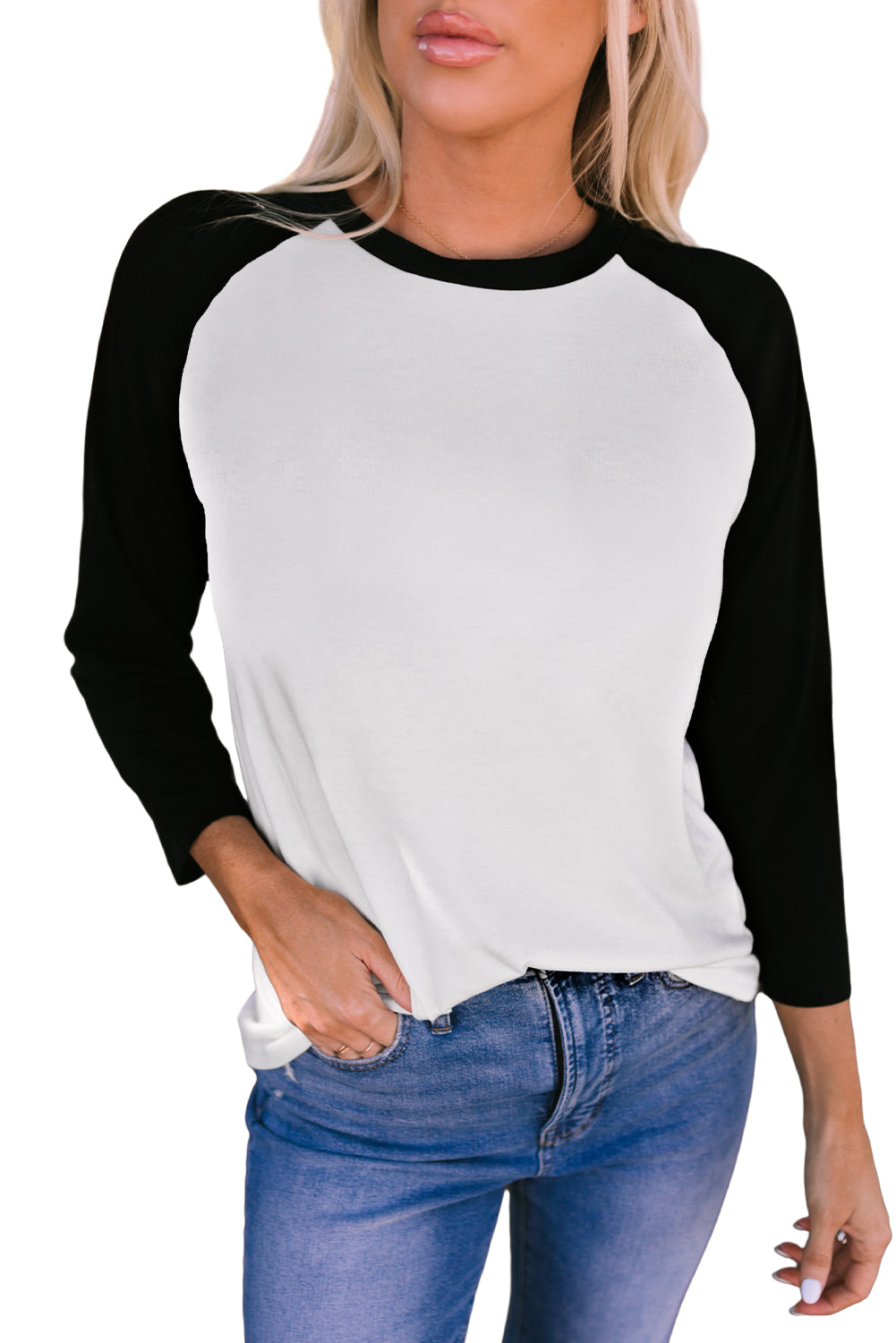 Black Christmas Snowman Face Print Color Block Top