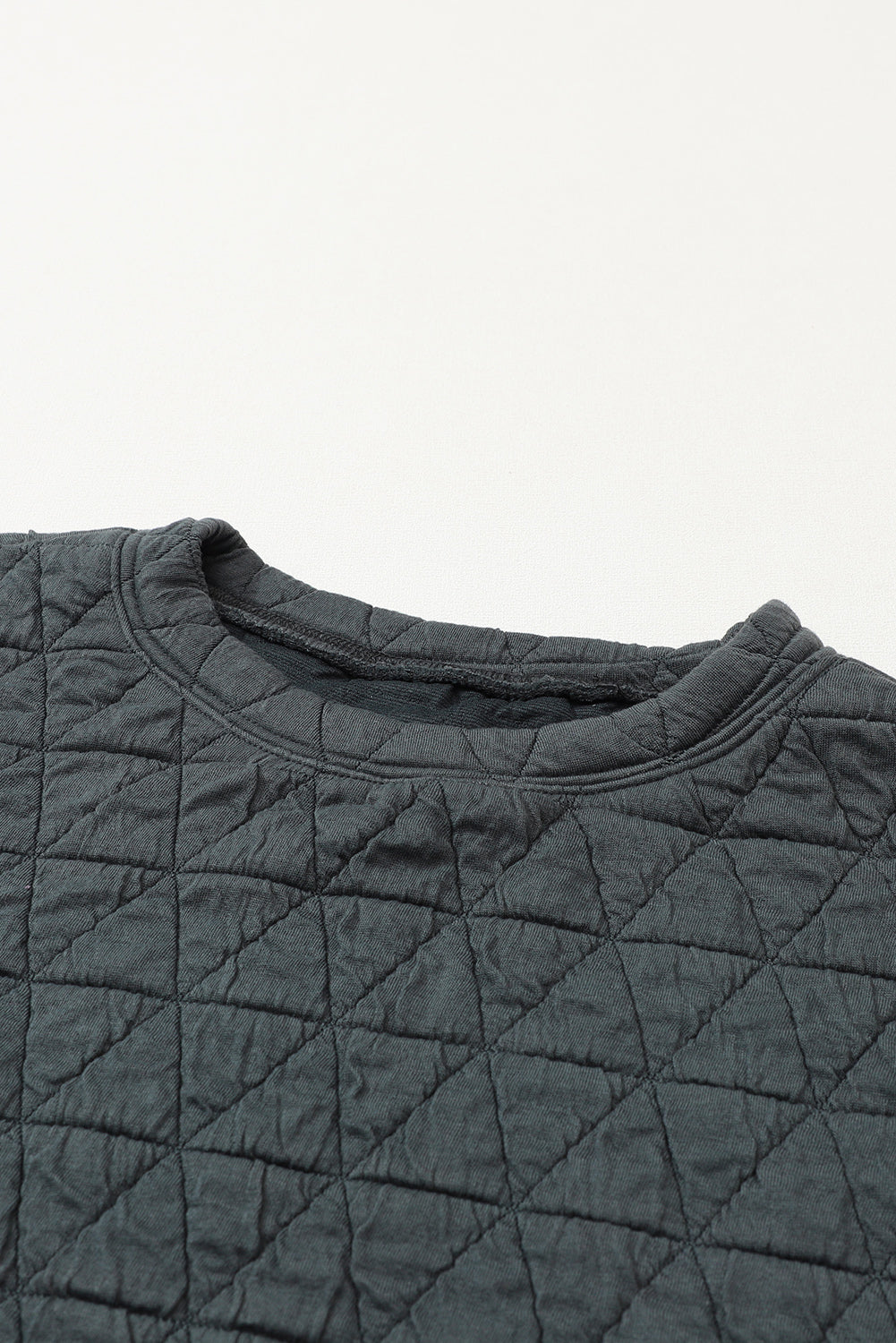 Black Solid Color Quilted Kangaroo Pocket Hoodie