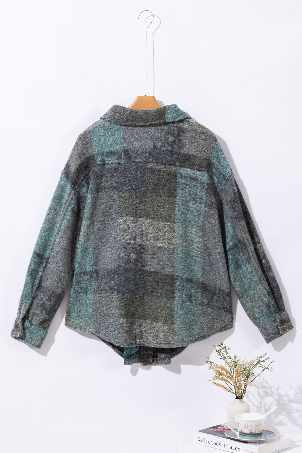 Multicolor Brushed Plaid Plus Size Shacket