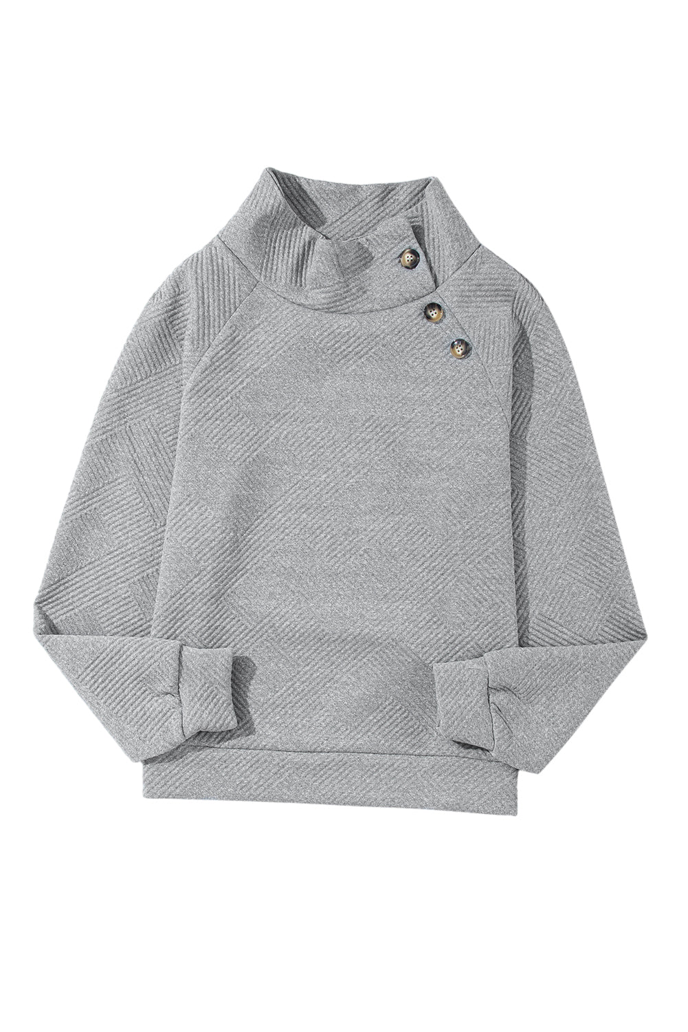 Gray Textured Contrast Splicing Raglan Sleeve Top