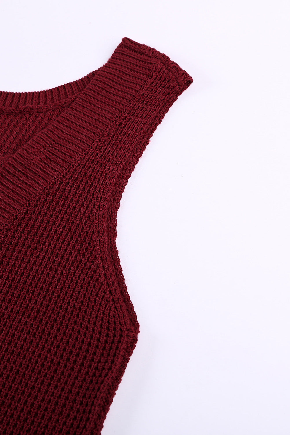 Wine Fiery Red Crisscross Hollow-out Knit Tank Top