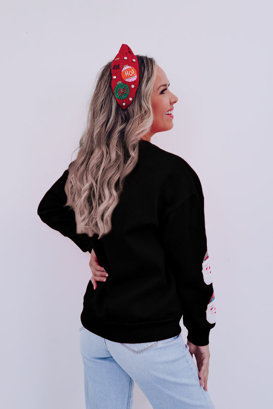 Red Christmas Santa Claus Print Drop Shoulder Sweatshirt