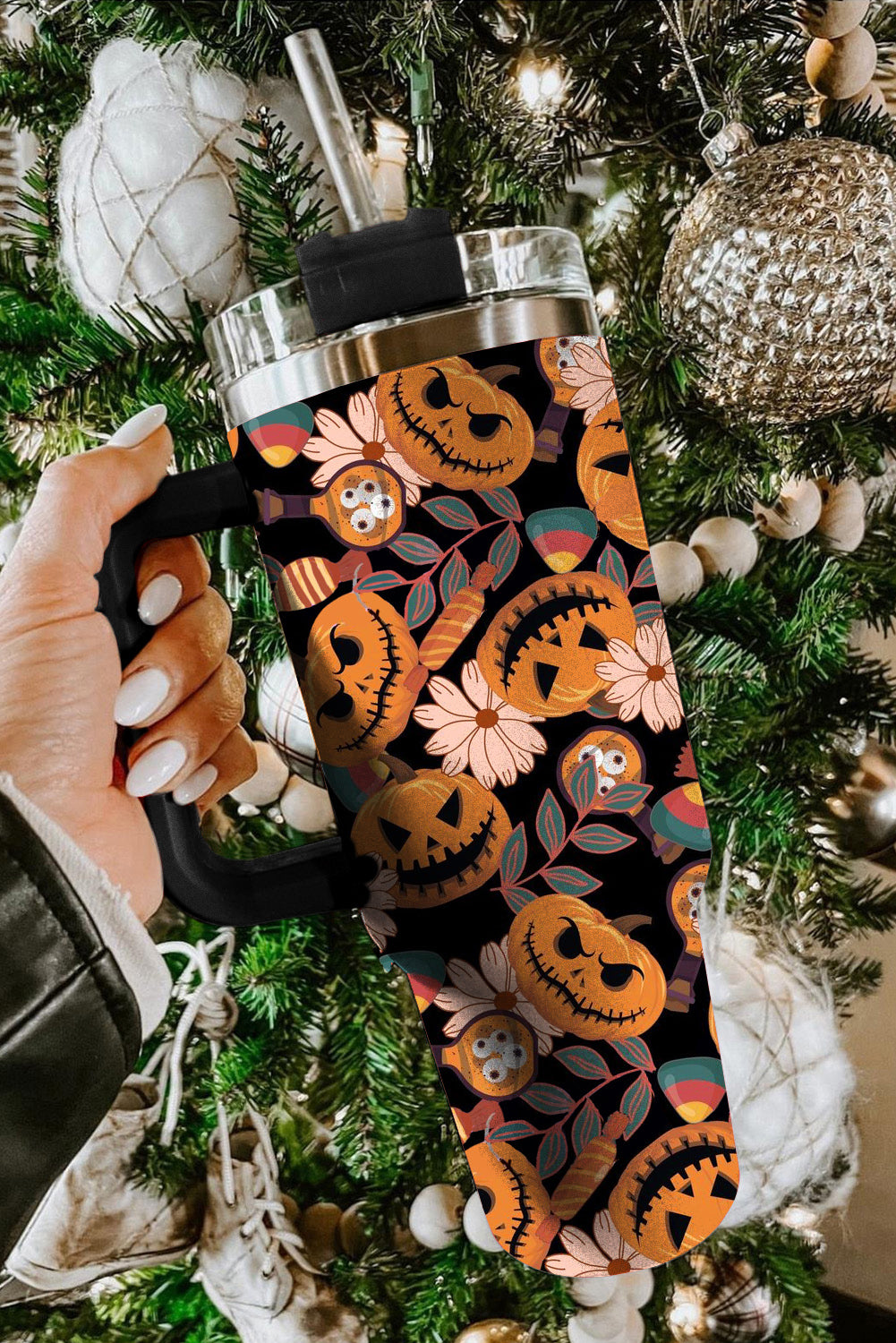 Multicolour Halloween Pumpkin Print 304 Stainless Vacuum Cup