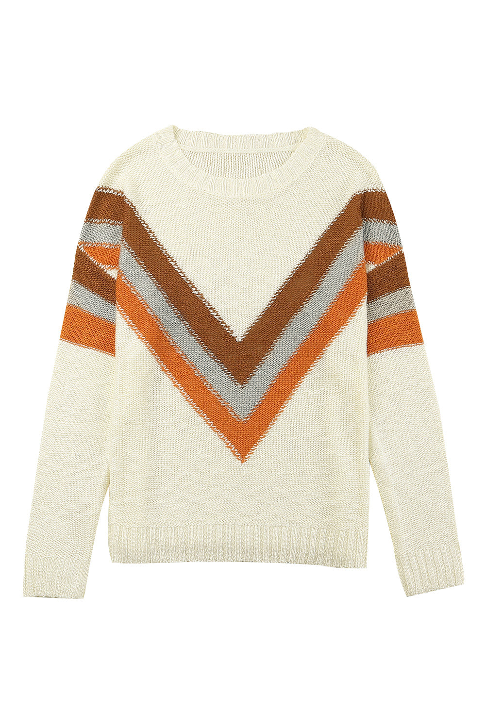 Multicolor Chevron Striped Drop Shoulder Sweater