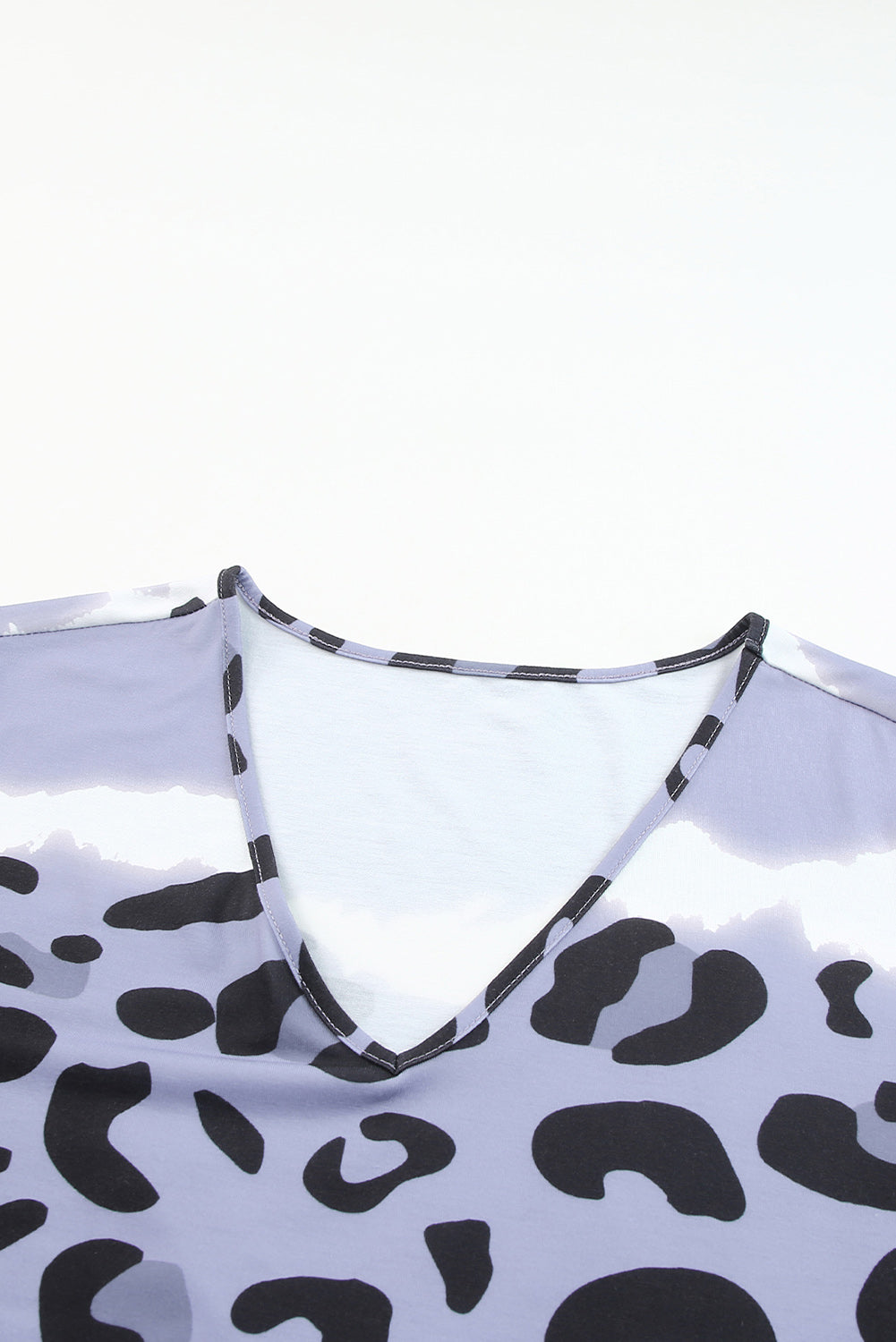 Gray Ribbed Leopard Tie Dye Snap Button Tank Top