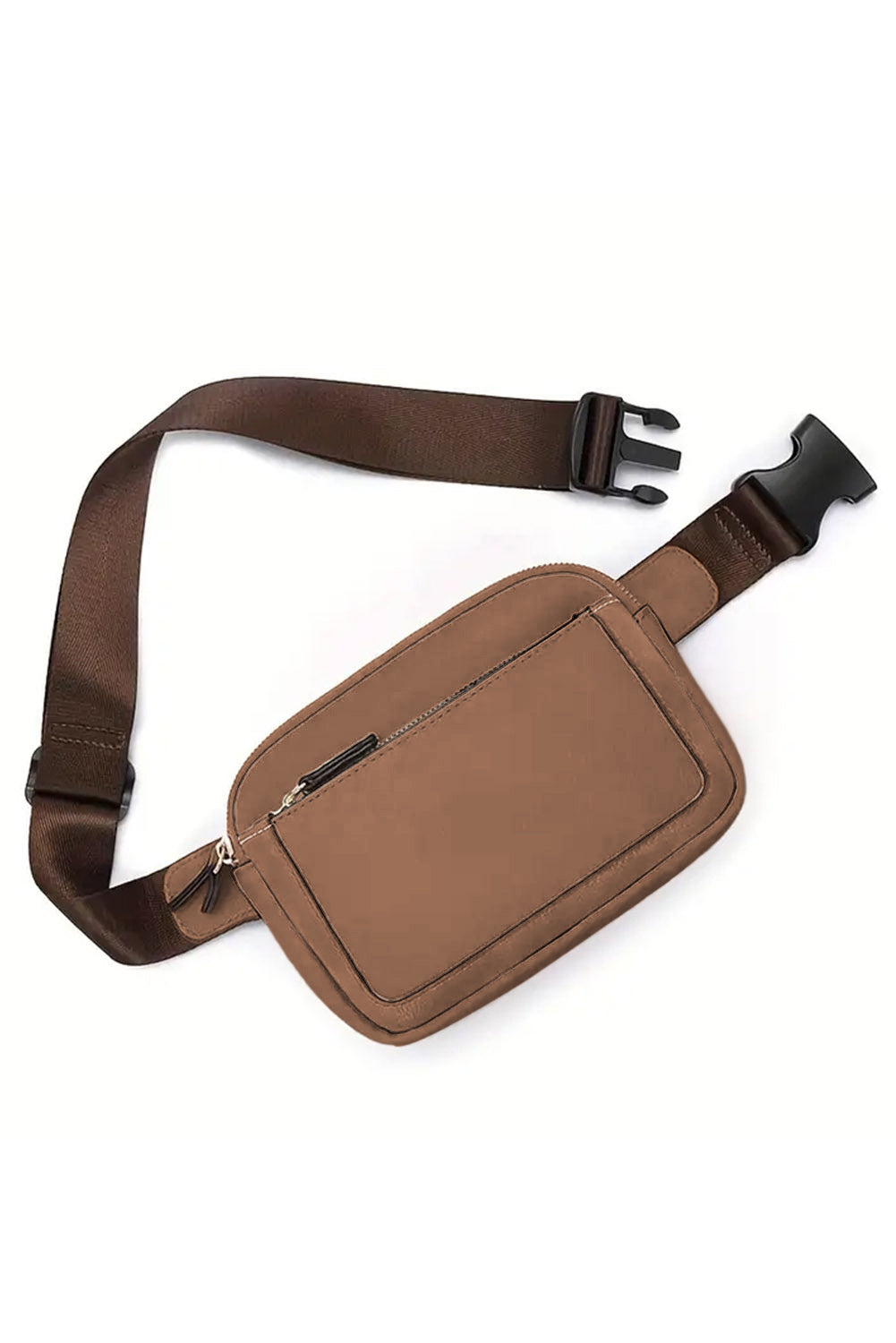 Pale Chestnut Minimalist Multi-zipped Crossbody Bag