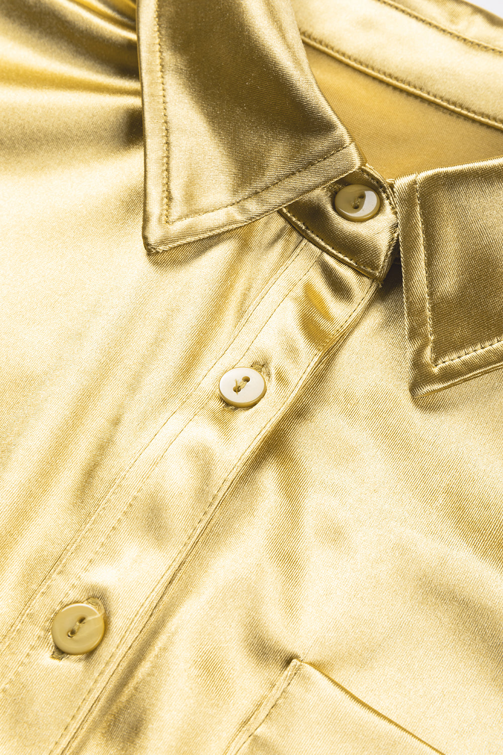 Gold Metallic Luster Chest Pocket Shirt