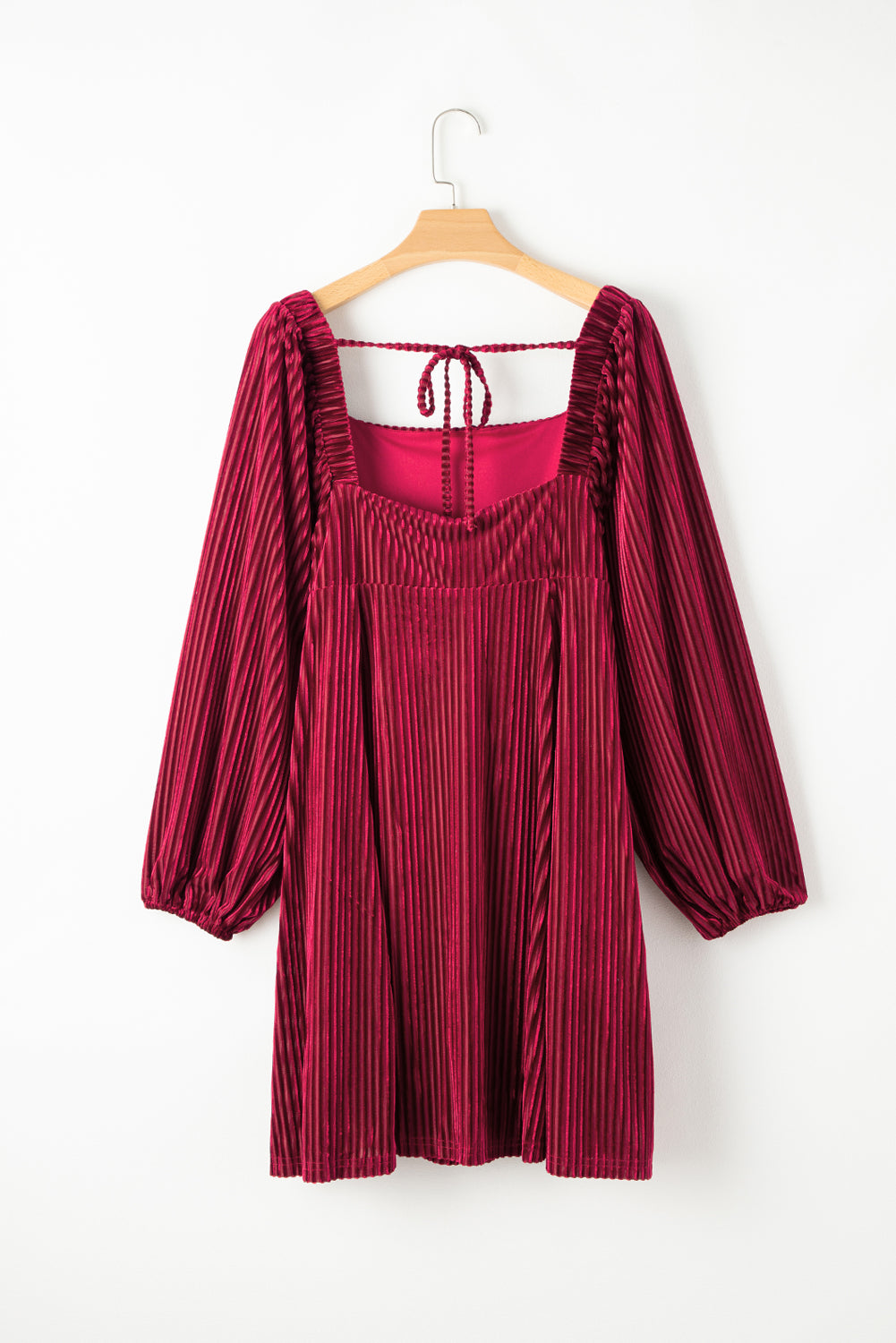 Chestnut Smocked Ribbed Velvet Babydoll Top