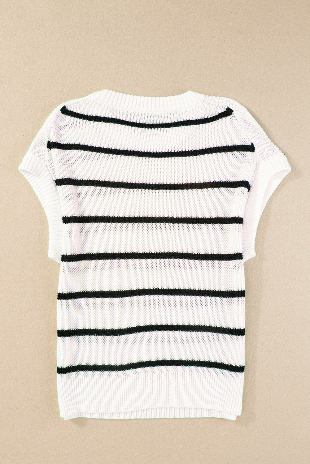 White Stripe Striped Pattern Batwing Sleeve Sweater