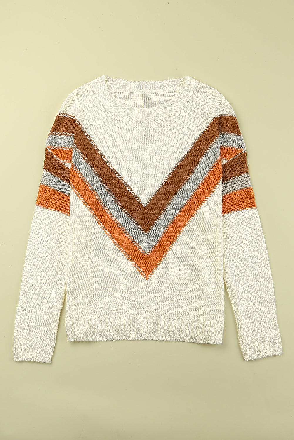 Multicolor Chevron Striped Drop Shoulder Sweater