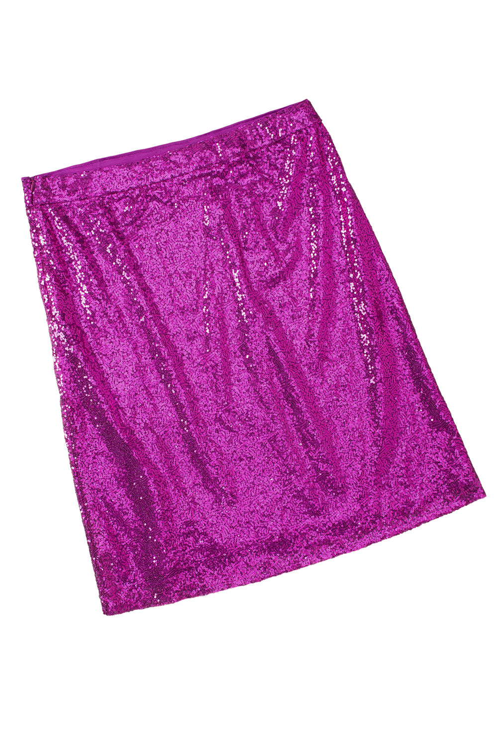 Violet Sequined High Waist Plus Size Midi Skirt