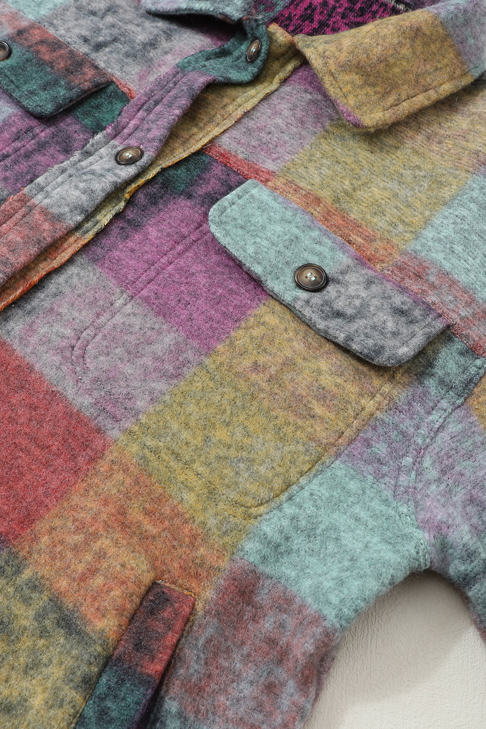 Multicolour Plaid Pocketed Shacket