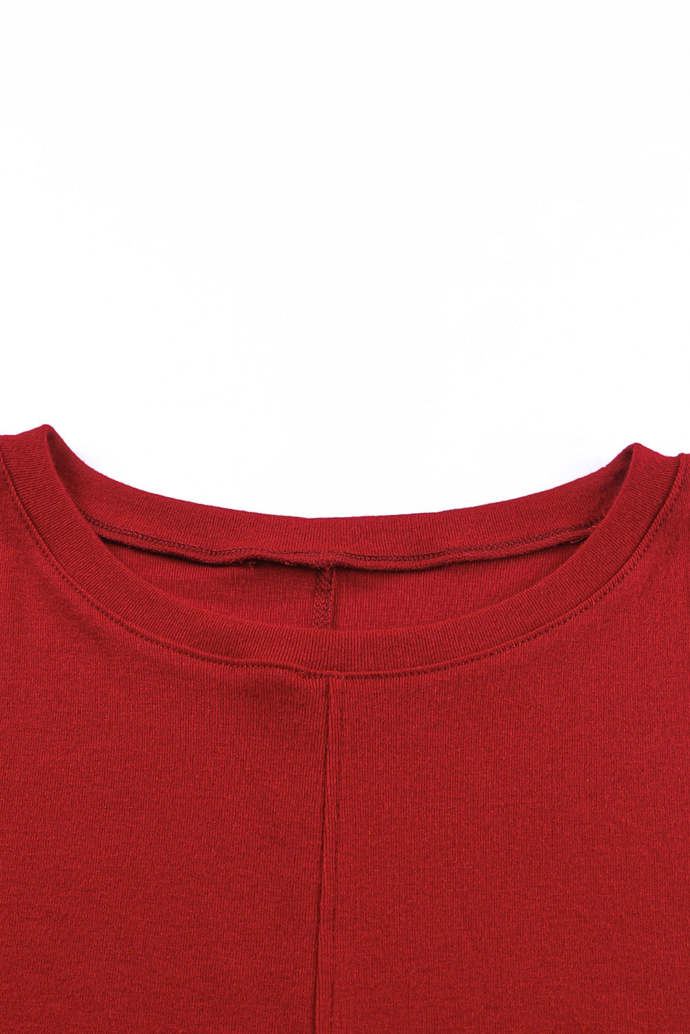 Red Sandalwood V Neck Center Seam Long Sleeve Tee