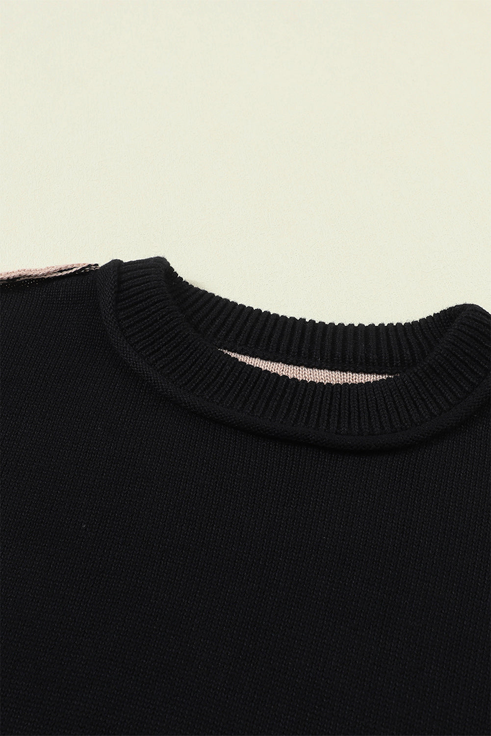 Gray Colorblock Bishop Sleeve Ribbed Trim Sweater