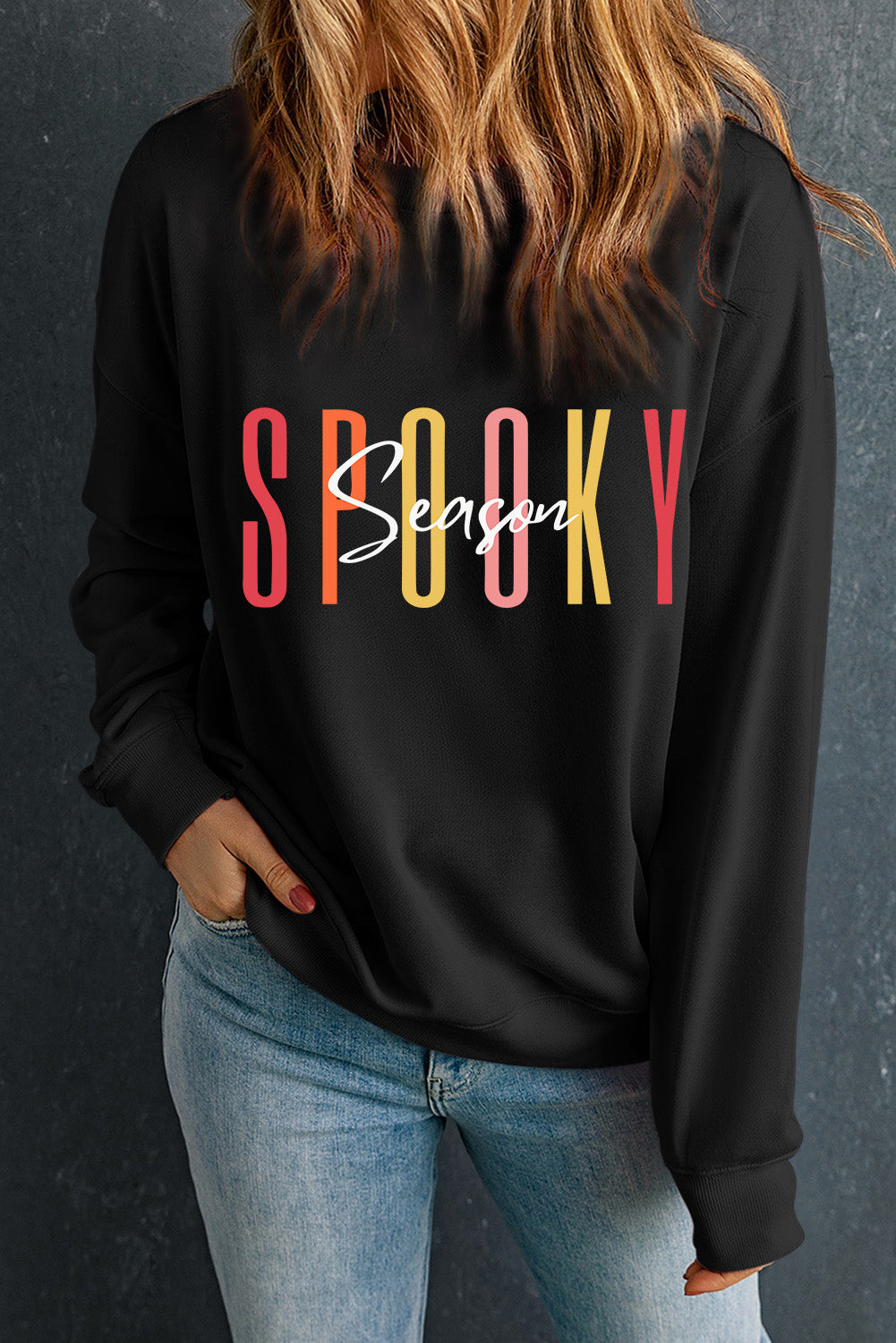 Black SPOOKY MAMA Letter Graphic Sweatshirt