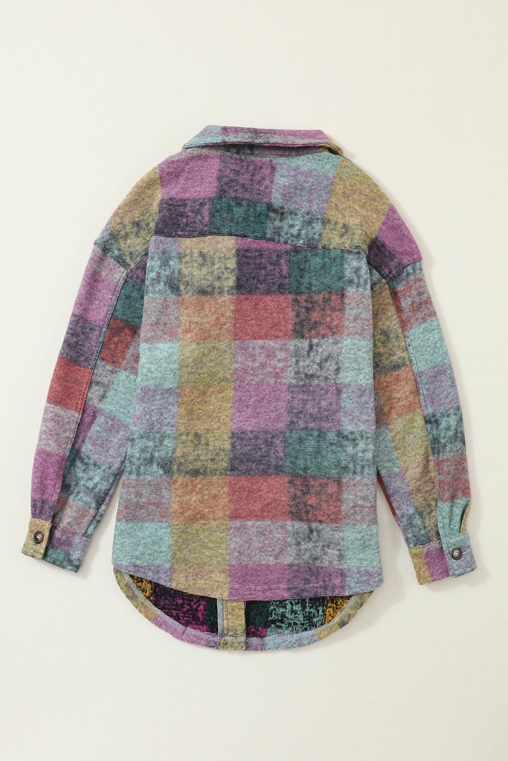 Multicolor Brushed Plaid Plus Size Shacket