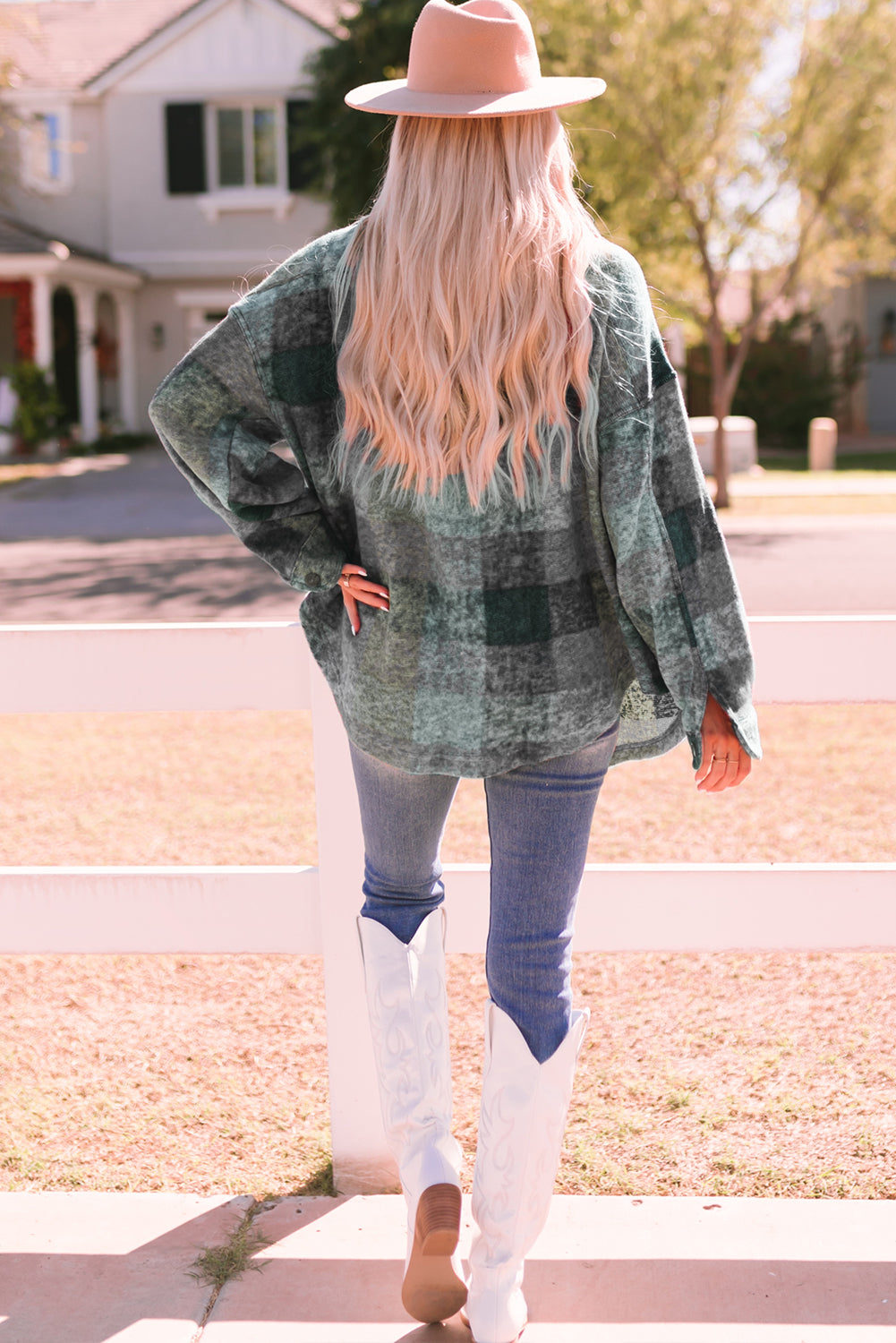 Multicolor Brushed Plaid Plus Size Shacket