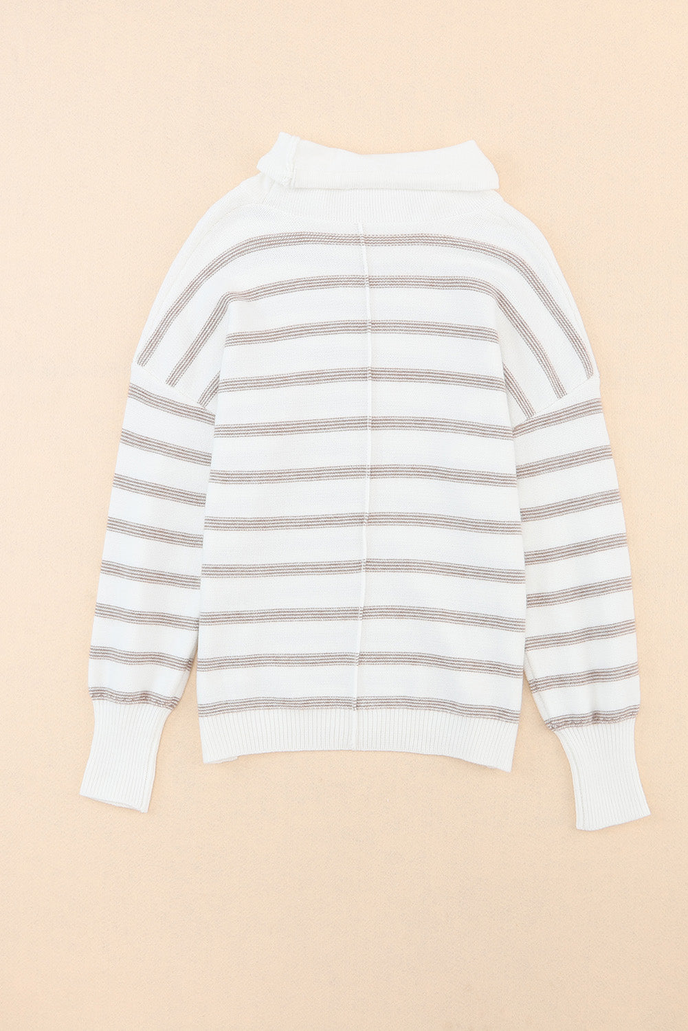 Cowl Neck Striped Print Drop Shoulder Sweater